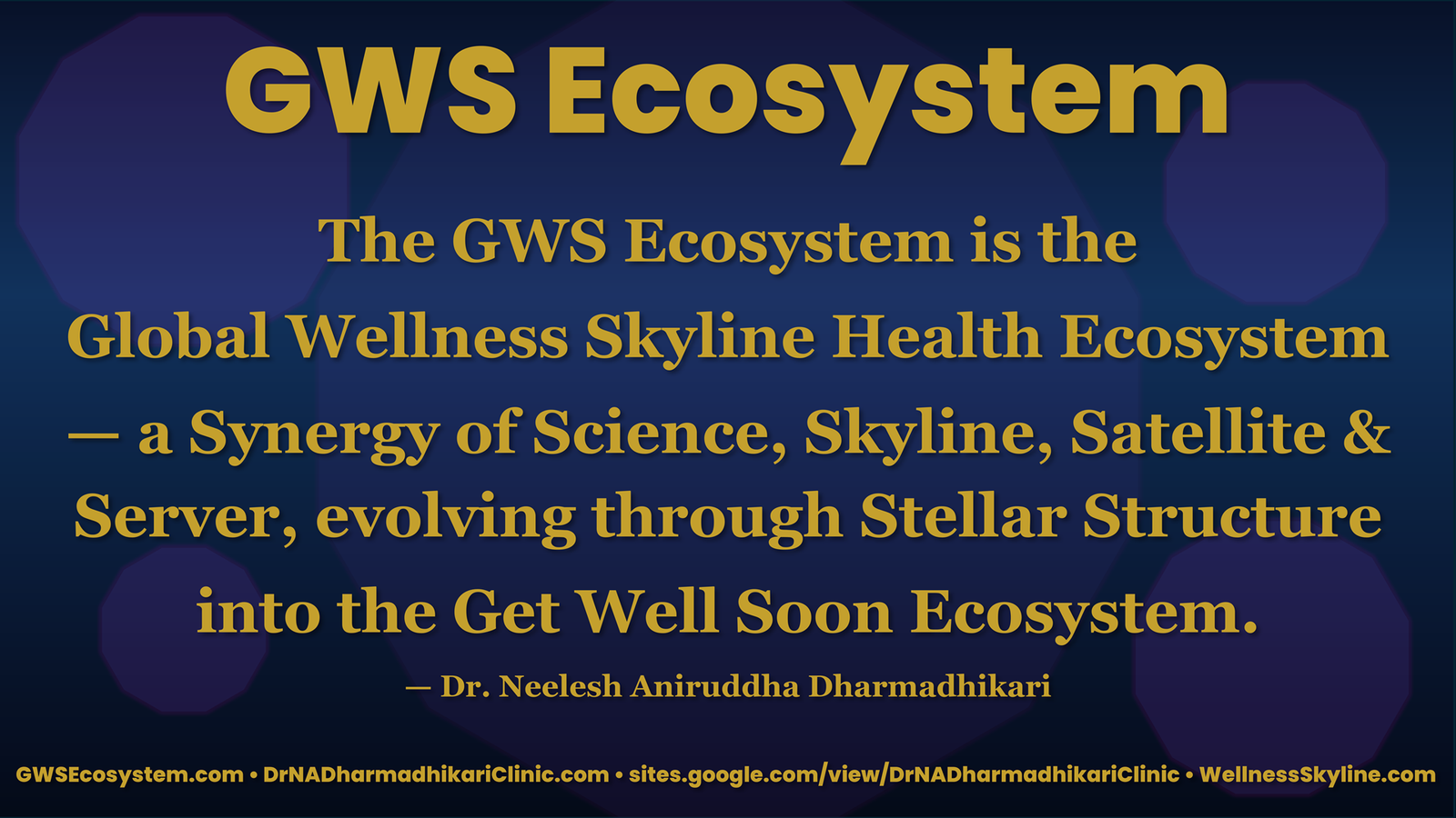 Global Wellness Skyline Ecosystem illustrating the evolution from Science, Skyline, Satellite and Server into the Get Well Soon Ecosystem.